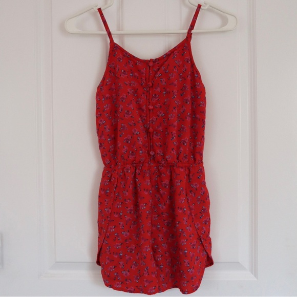 Abercrombie Kids Girls’ Red Floral Romper - Picture 2 of 4